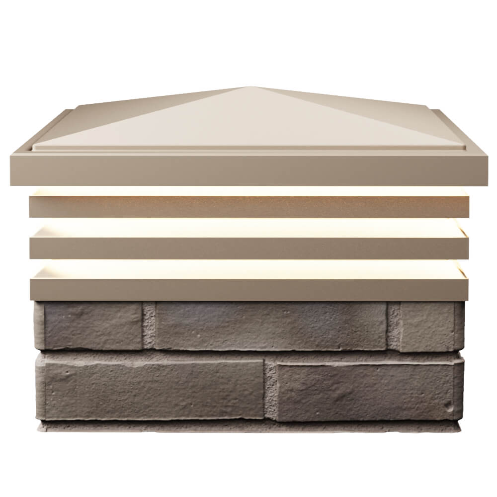 Колпак Zking Бона ХайТек Бежевый на столб 1.5х1.5 кирпича (385х385мм) с подсветкой в Югорске фото