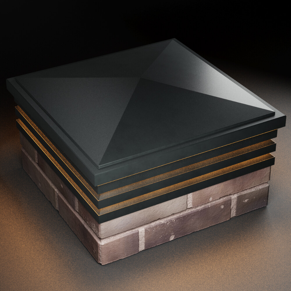 Колпак Zking Бона ХайТек Черный на столб 2х2 кирпича (513х513мм) с подсветкой в Югорске фото