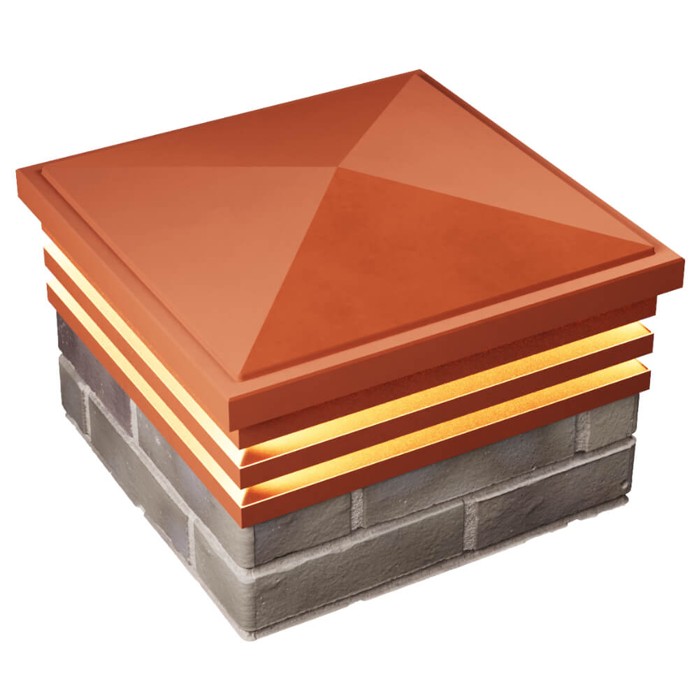 Колпак Zking Бона ХайТек Красный на столб 1.5х1.5 кирпича (385х385мм) с подсветкой в Югорске фото