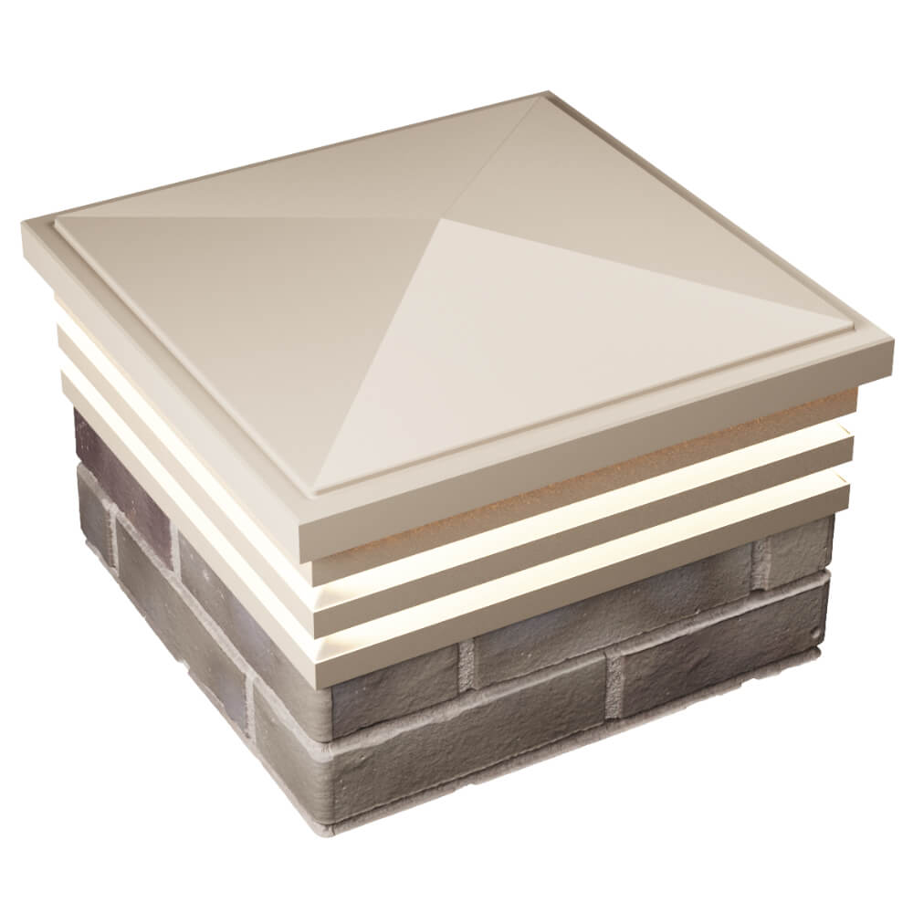 Колпак Zking Бона ХайТек Бежевый на столб 1.5х1.5 кирпича (385х385мм) с подсветкой в Югорске фото