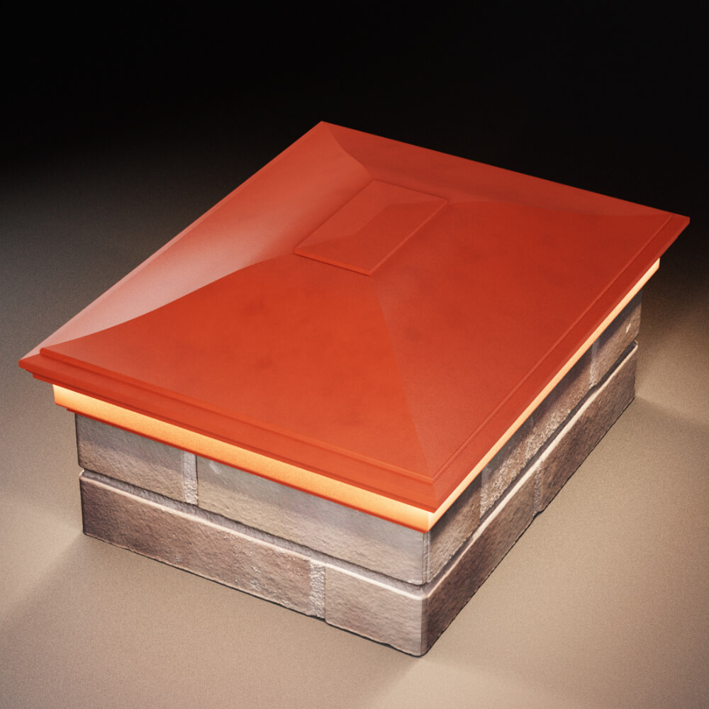 Колпак Zking Монблан Красный на столб 2х1.5 кирпича (515х385мм) c подсветкой в Югорске фото