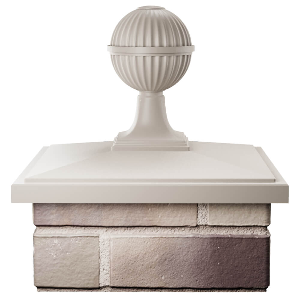 Колпак Zking БонаМоно Бежевый с шаром на столб 1.5х1.5 кирпича (385х385, 400х400мм) в сборе Югорск фото