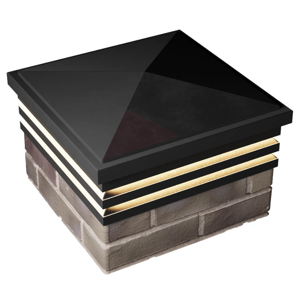 Колпак Zking Бона ХайТек Черный на столб 1.5х1.5 кирпича (385х385мм) с подсветкой в Югорске фото