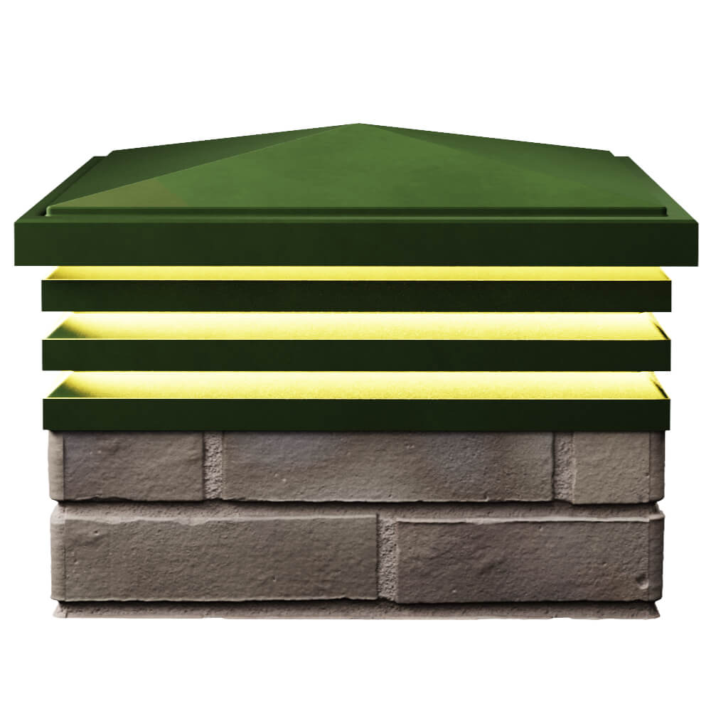 Колпак Zking Бона ХайТек Зеленый на столб 1.5х1.5 кирпича (385х385мм) с подсветкой в Югорске фото