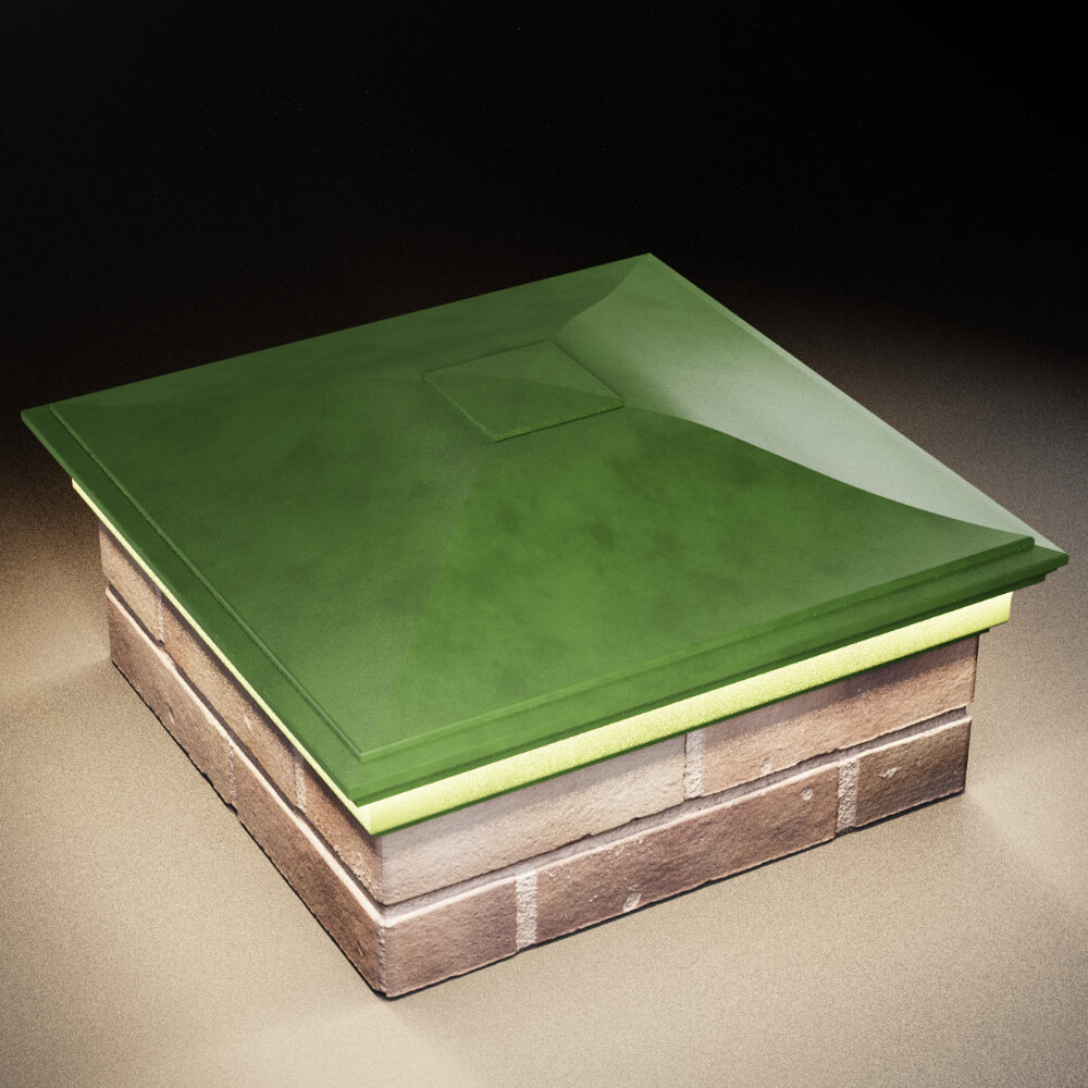 Колпак Zking Монблан Зеленый на столб 2х2 кирпича (515х515мм) c подсветкой в Югорске фото