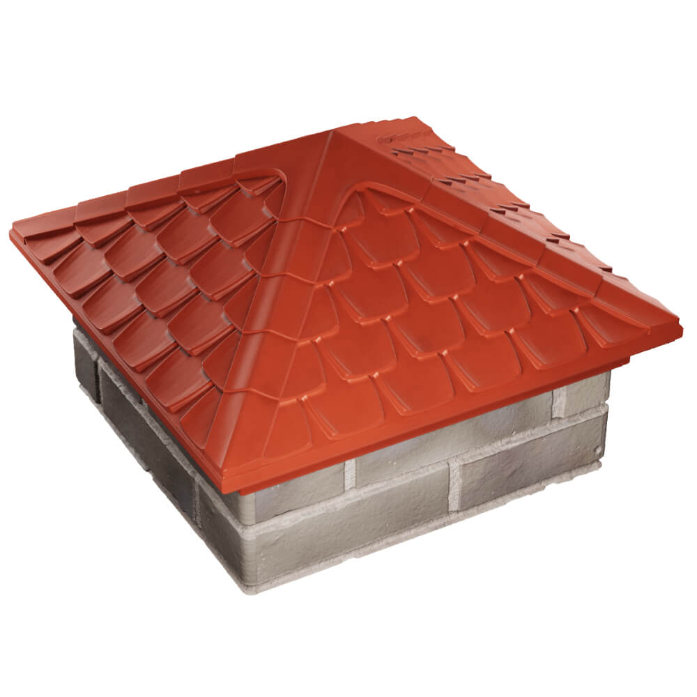 Колпак Zking Эльбрус Красный на столб 1.5х1.5 кирпича (385х385мм) в Югорске фото