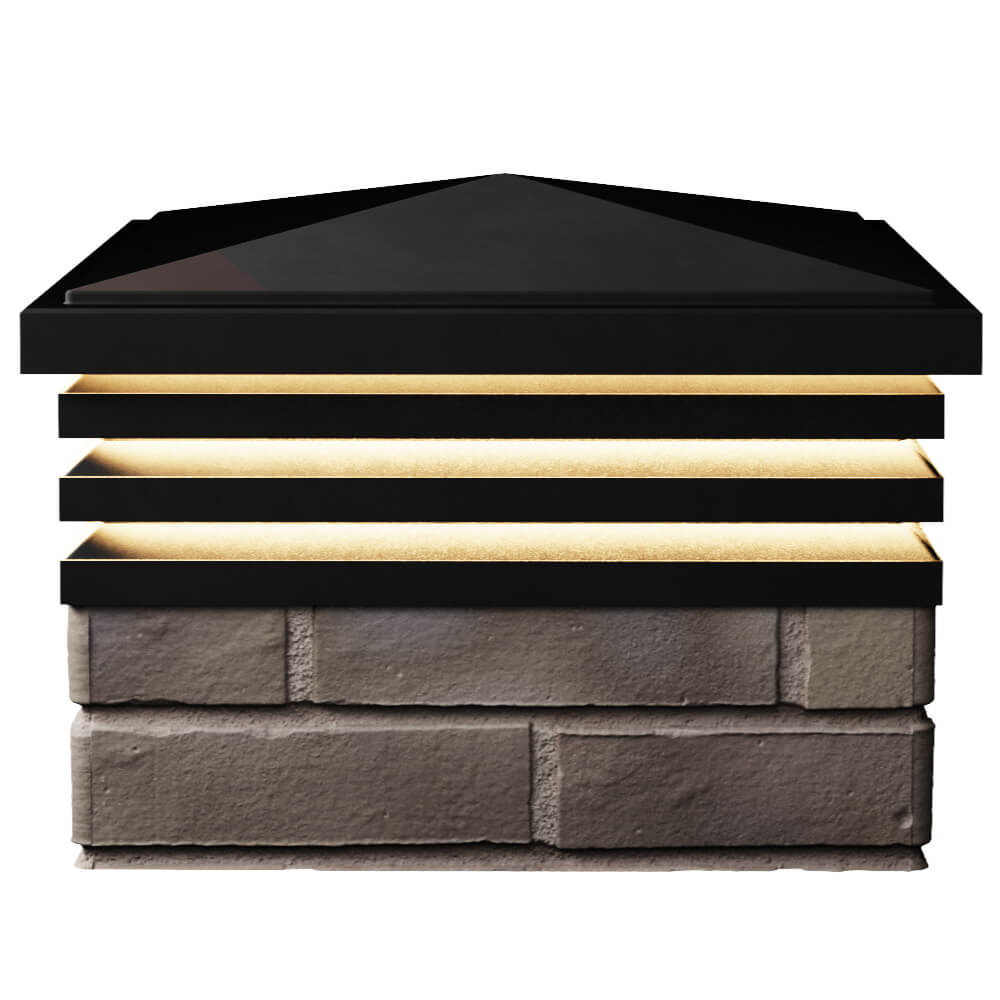 Колпак Zking Бона ХайТек Черный на столб 1.5х1.5 кирпича (385х385мм) с подсветкой в Югорске фото