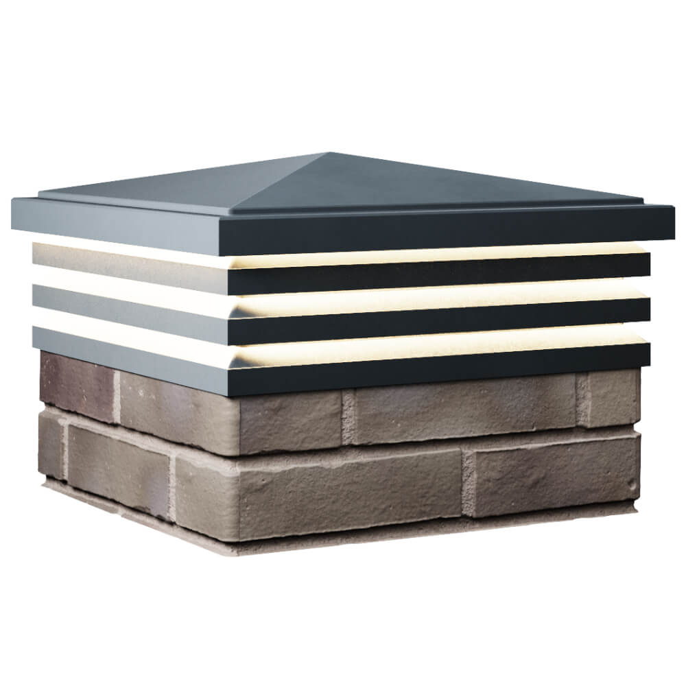 Колпак Zking Бона ХайТек Серый на столб 1.5х1.5 кирпича (385х385мм) с подсветкой в Югорске фото