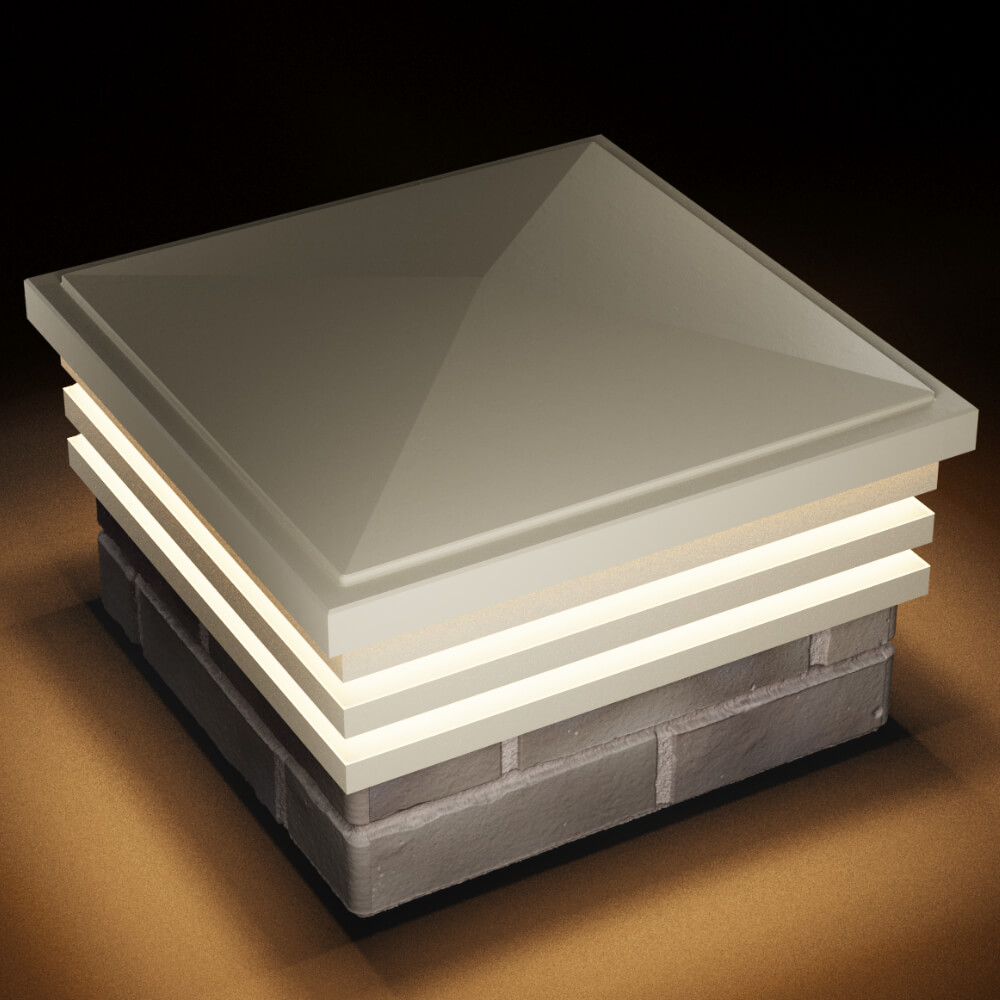 Колпак Zking Бона ХайТек Бежевый на столб 1.5х1.5 кирпича (385х385мм) с подсветкой в Югорске фото