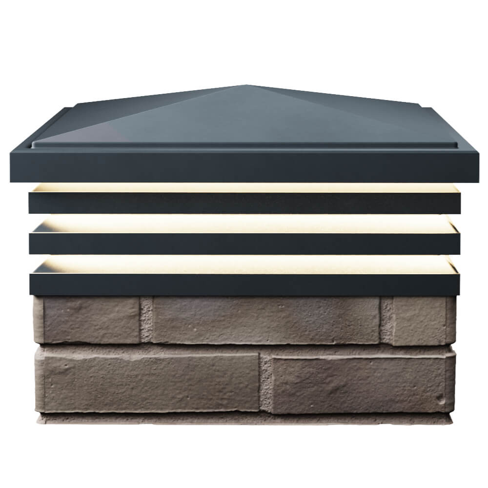 Колпак Zking Бона ХайТек Серый на столб 1.5х1.5 кирпича (385х385мм) с подсветкой в Югорске фото