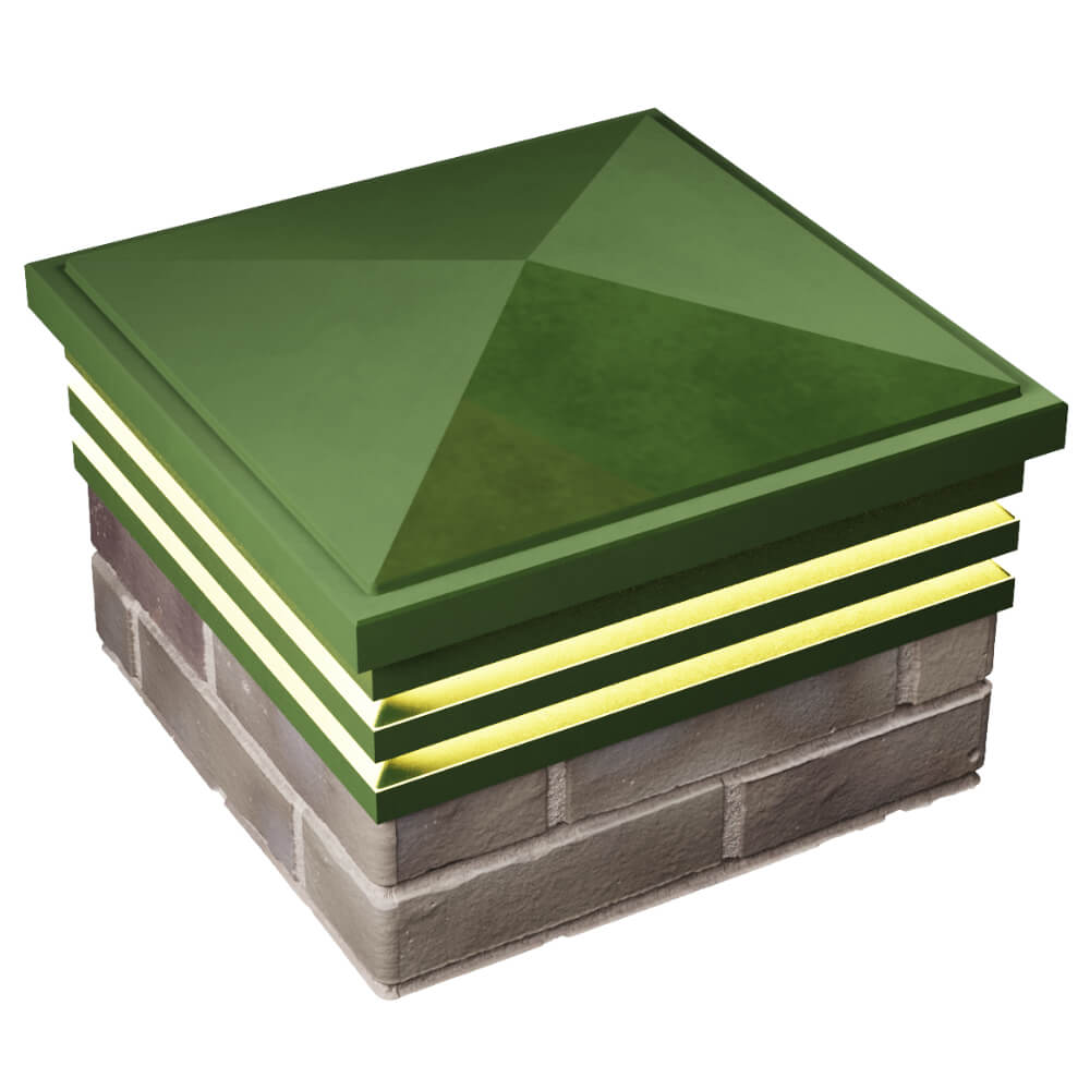 Колпак Zking Бона ХайТек Зеленый на столб 1.5х1.5 кирпича (385х385мм) с подсветкой в Югорске фото