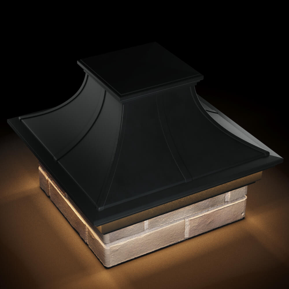 Колпак Zking Монблан Премиум Черный на столб 1.5х1.5 кирпича (385х385мм) с подсветкой в Югорске фото