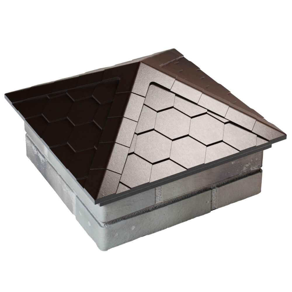 Колпак Zking Эверест Коричневый на столб 1.5х1.5 кирпича (390х390мм) в Югорске фото