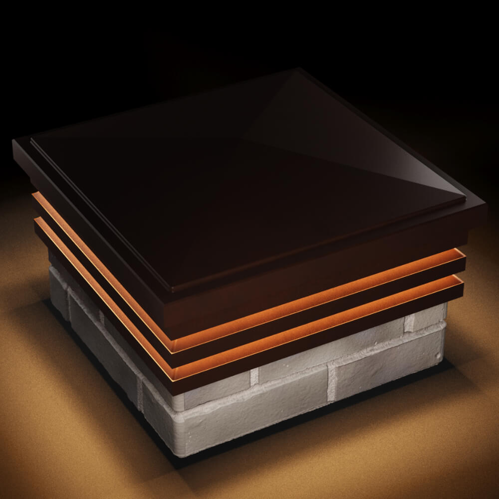 Колпак Zking Бона ХайТек Коричневый на столб 1.5х1.5 кирпича (385х385мм) с подсветкой в Югорске фото