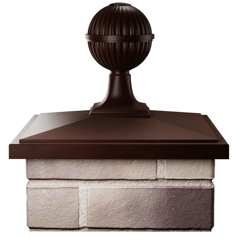 Колпак Zking БонаМоно Коричневый с шаром на столб 1.5х1.5 кирпича (385х385, 400х400мм) в сборе Югорск фото