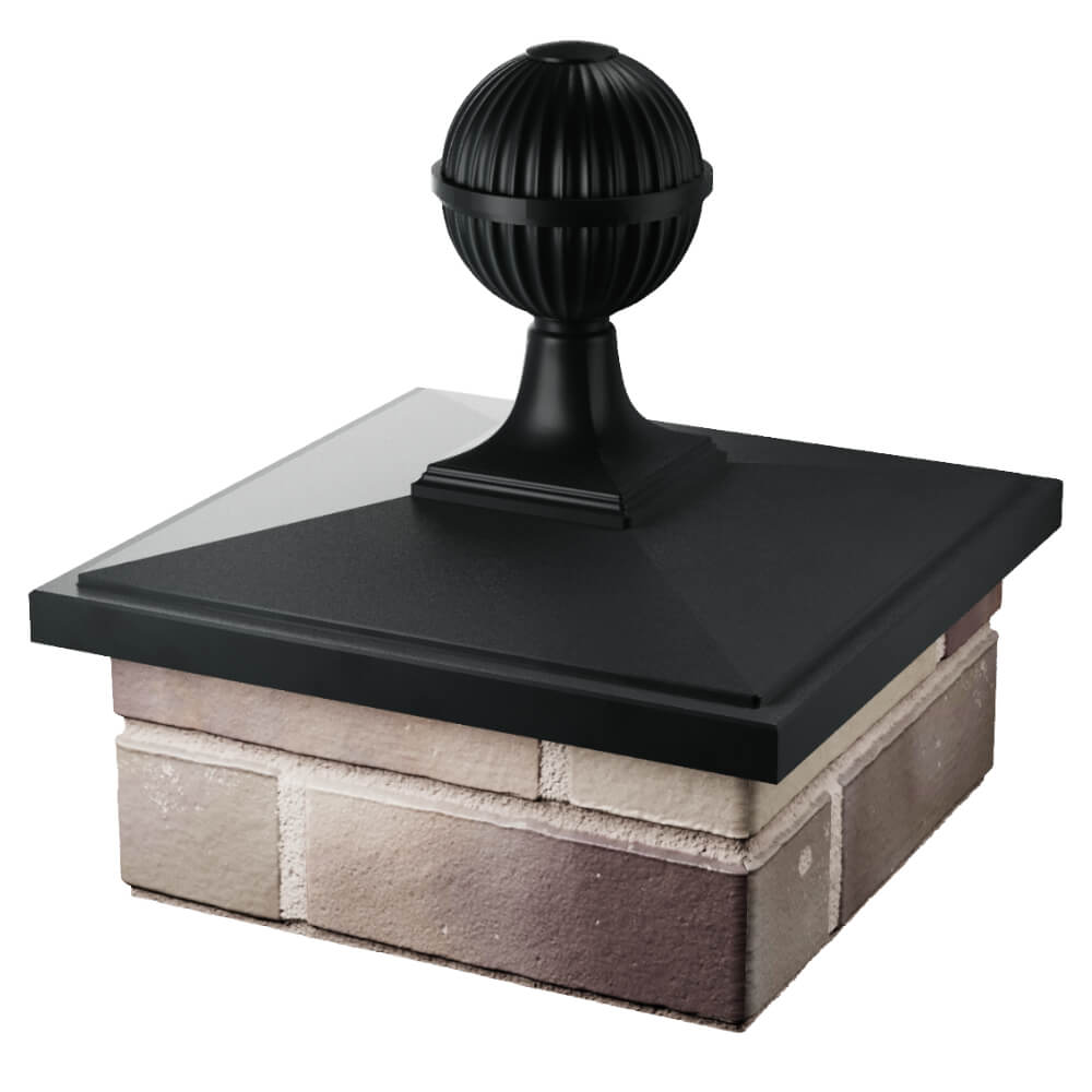 Колпак Zking БонаМоно Черный с шаром на столб 1.5х1.5 кирпича (385х385, 400х400мм) в сборе в Югорске фото