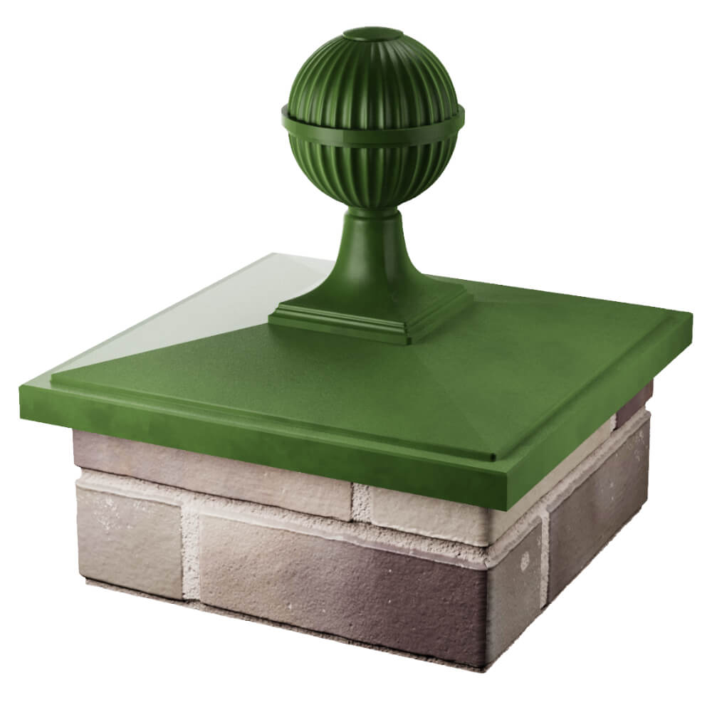Колпак Zking БонаМоно Зеленый с шаром на столб 1.5х1.5 кирпича (385х385, 400х400мм) в сборе в Югорске фото