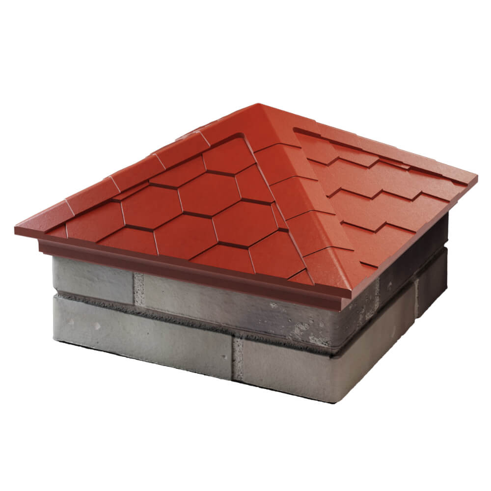 Колпак Zking Эверест Красный на столб 1.5х1.5 кирпича (390х390мм) в Югорске фото