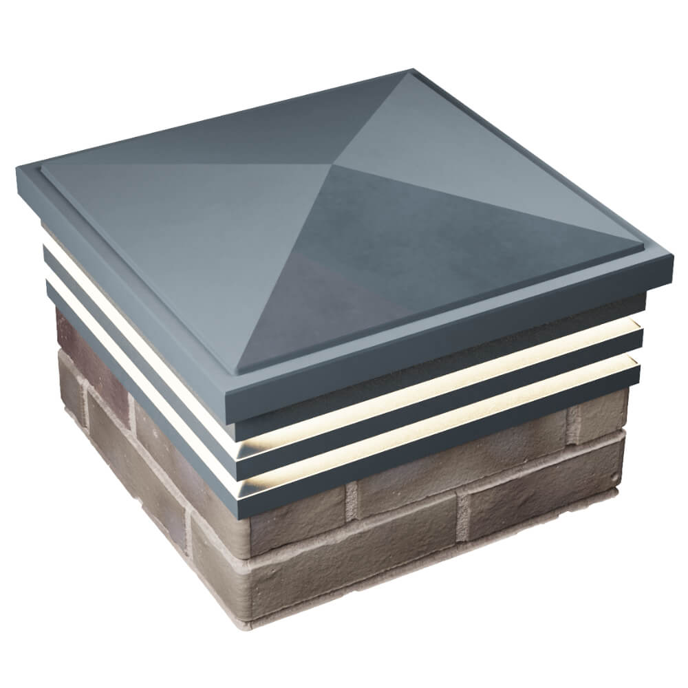 Колпак Zking Бона ХайТек Серый на столб 1.5х1.5 кирпича (385х385мм) с подсветкой в Югорске фото