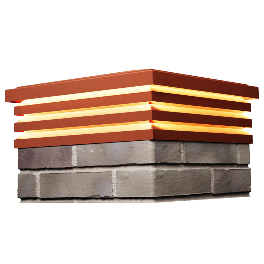 Колпак Zking Бона ХайТек Красный на столб 1.5х1.5 кирпича (385х385мм) с подсветкой в Югорске фото