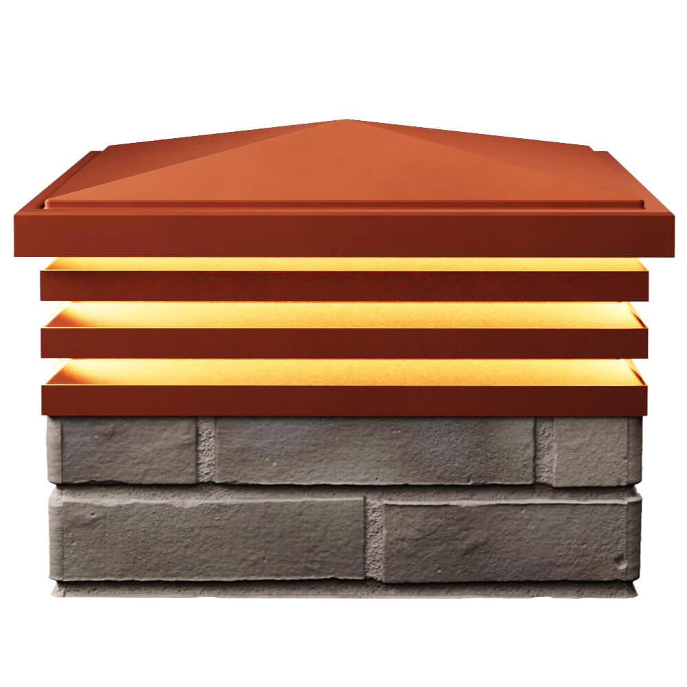 Колпак Zking Бона ХайТек Красный на столб 1.5х1.5 кирпича (385х385мм) с подсветкой в Югорске фото