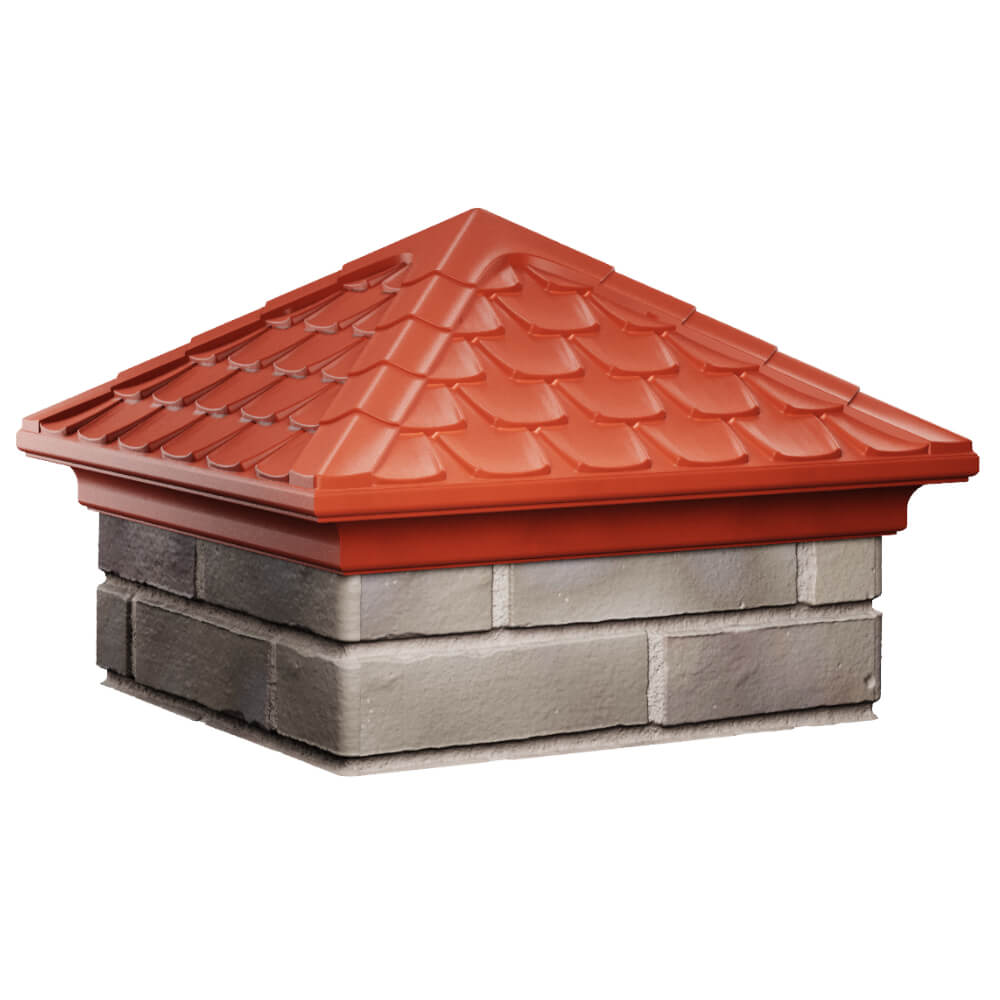 Колпак Zking Эльбрус Красный на столб 1.5х1.5 кирпича (385х385мм) в Югорске фото