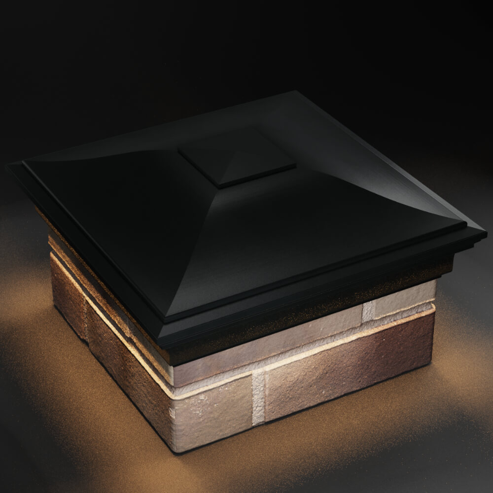 Колпак Zking Монблан Черный на столб 1.5х1.5 кирпича (385х385мм) с подсветкой в Югорске фото