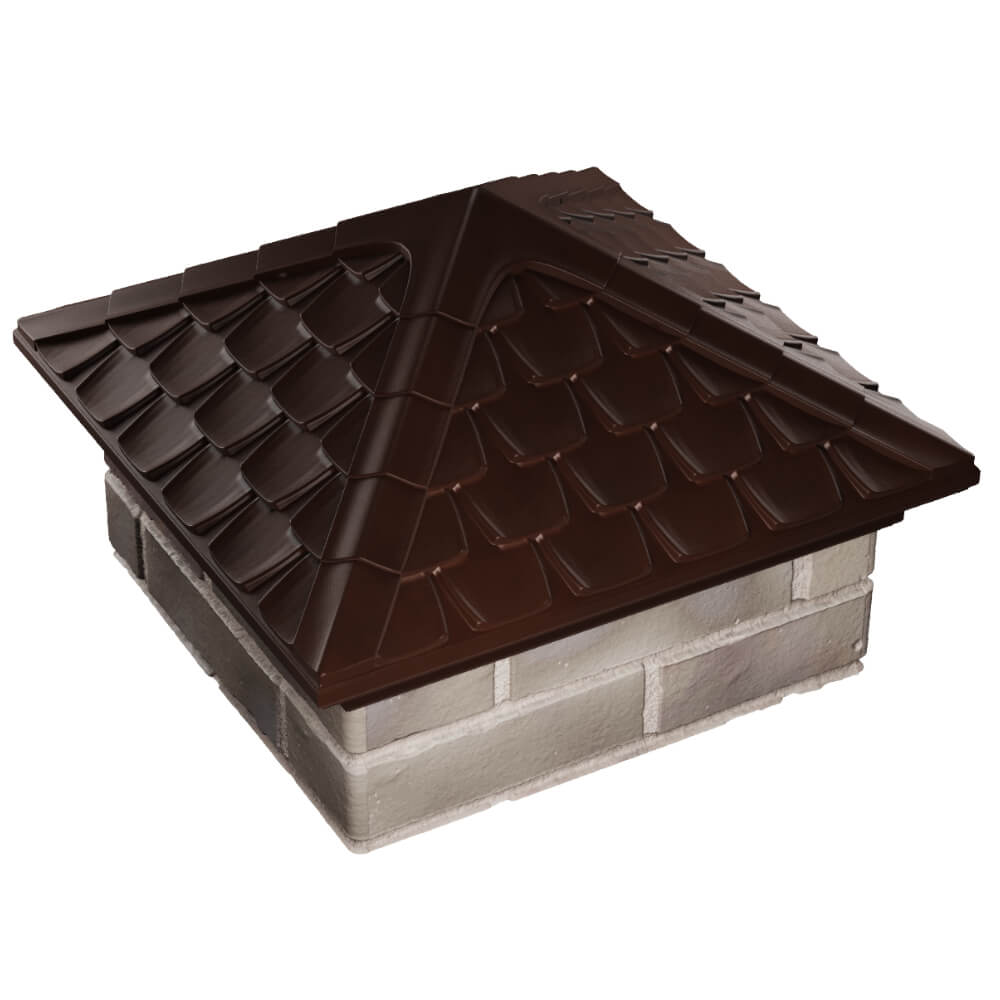 Колпак Zking Эльбрус Коричневый на столб 1.5х1.5 кирпича (385х385мм) в Югорске фото