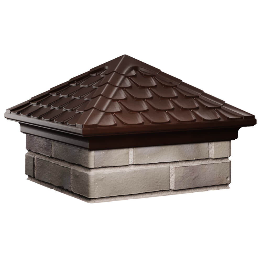 Колпак Zking Эльбрус Коричневый на столб 1.5х1.5 кирпича (385х385мм) в Югорске фото