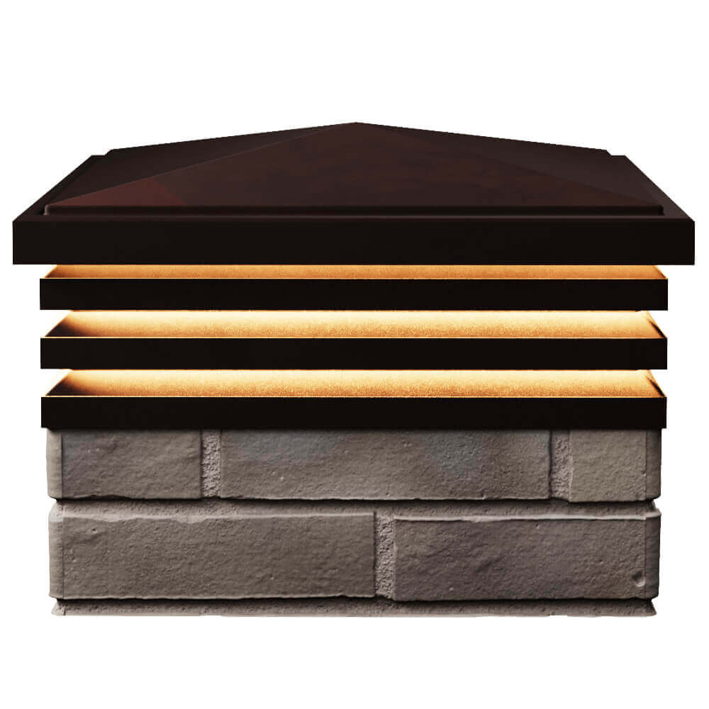 Колпак Zking Бона ХайТек Коричневый на столб 1.5х1.5 кирпича (385х385мм) с подсветкой в Югорске фото